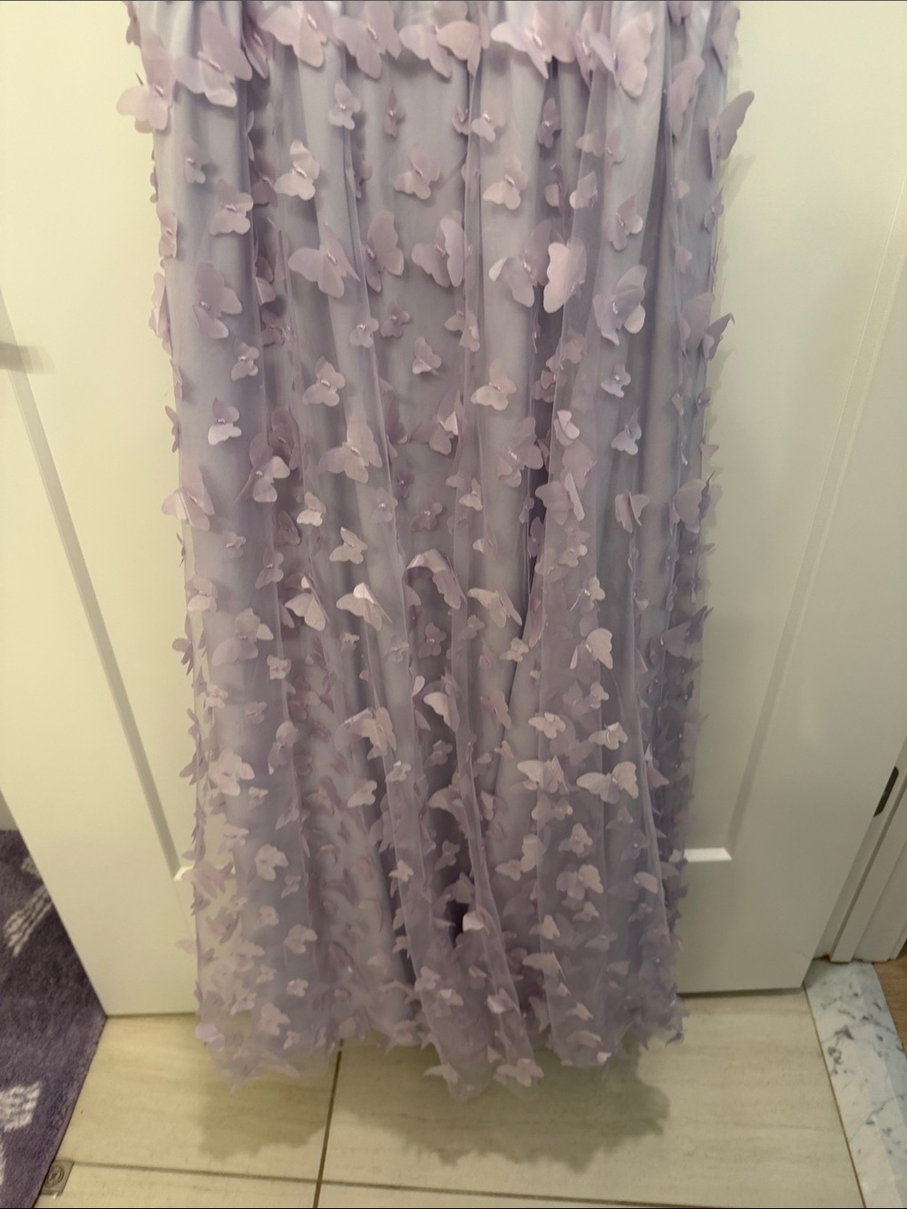 NWT-Thirty Thirty Women's Lavender Butterfly Appliqué Midi Dress (not underwire) - Picture 2 of 11
